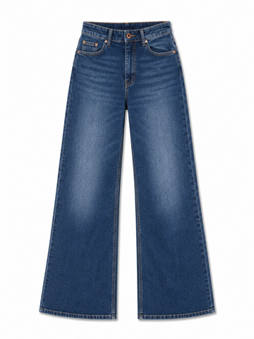 Dark Blue Wide Leg Denim