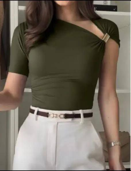 Brooch One Shoulder Top