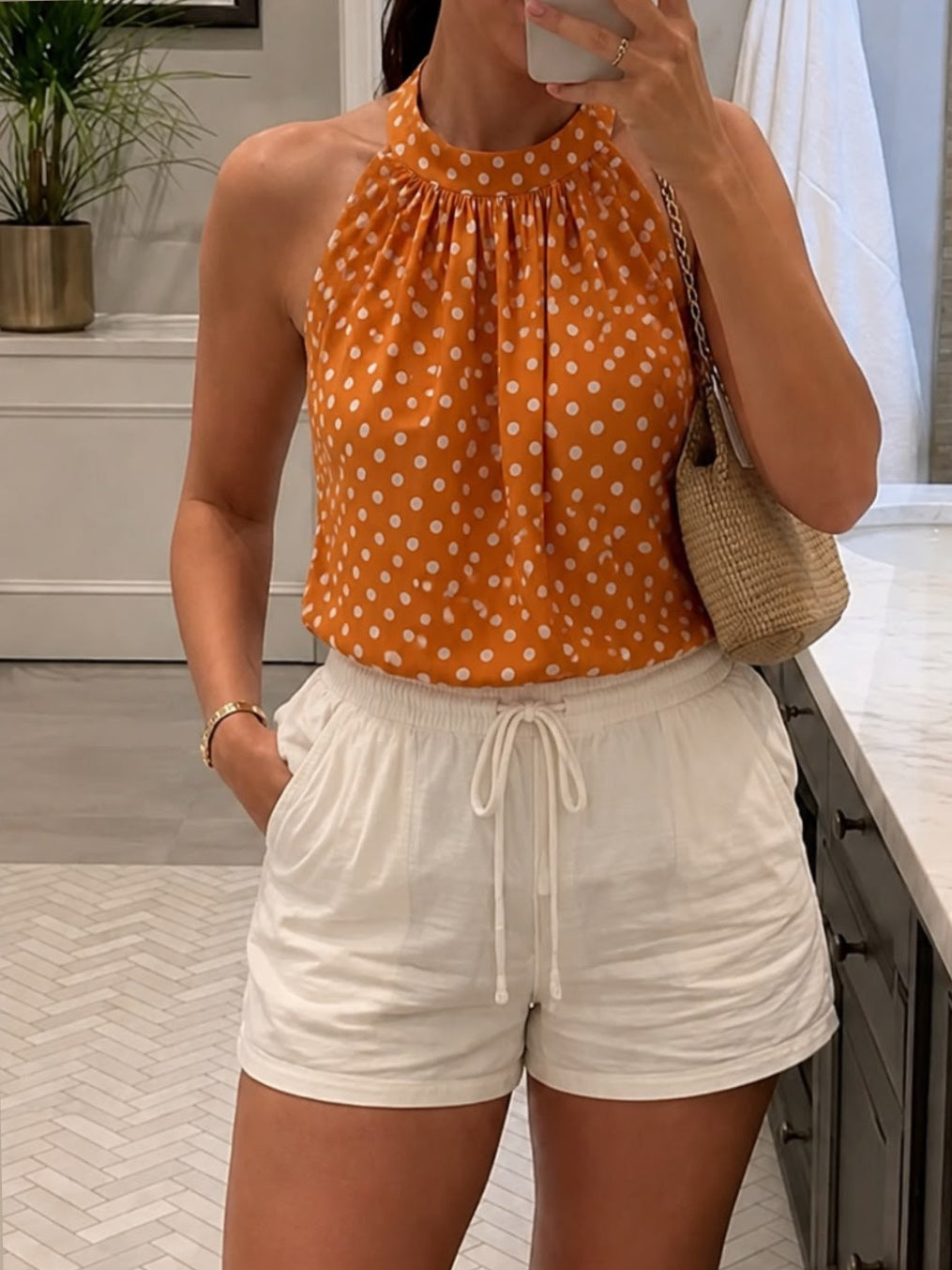 Orange Halter Neck Top