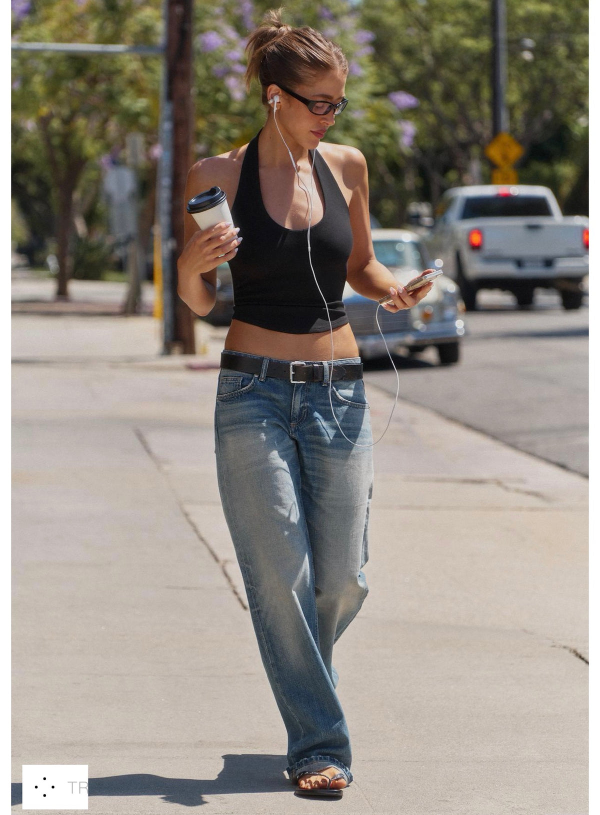 Black halter neck top
