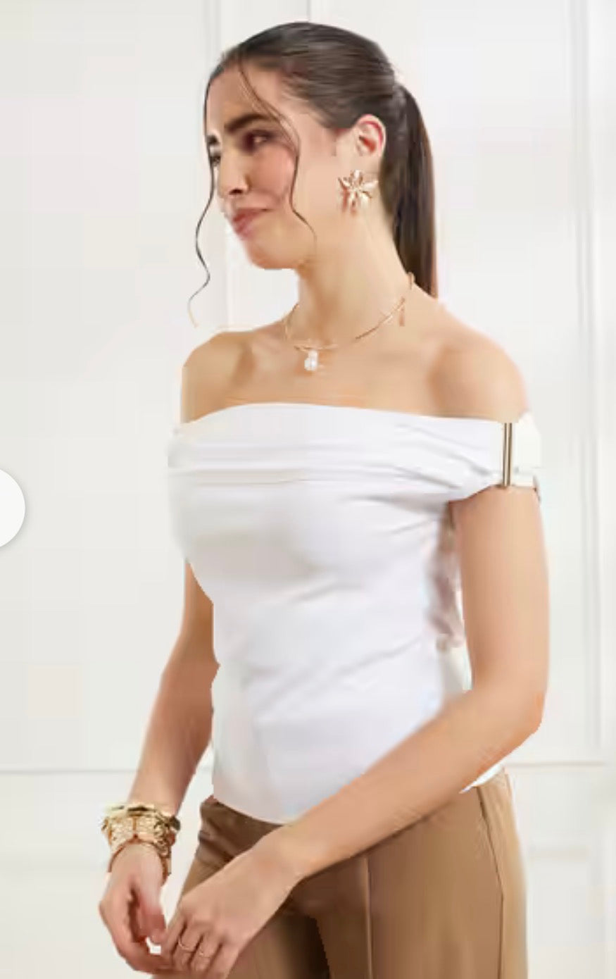 Brooch Off Shoulder Top