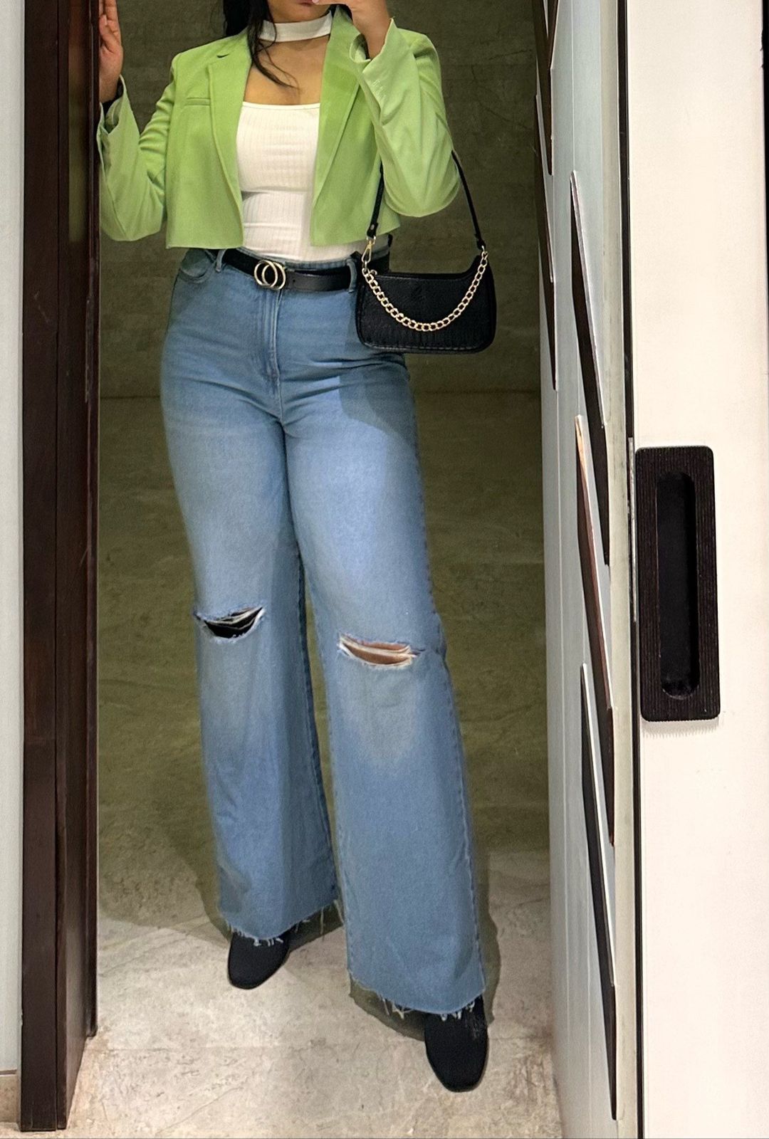 Stradivarius Wide Leg Ripped Denim