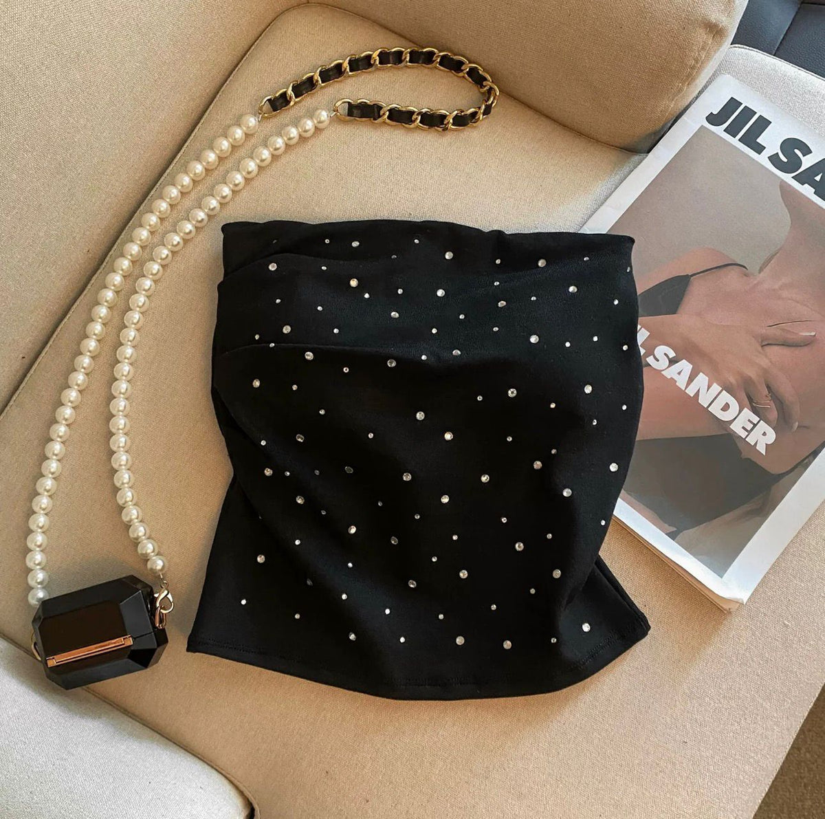 Padded Sequin Tube Top