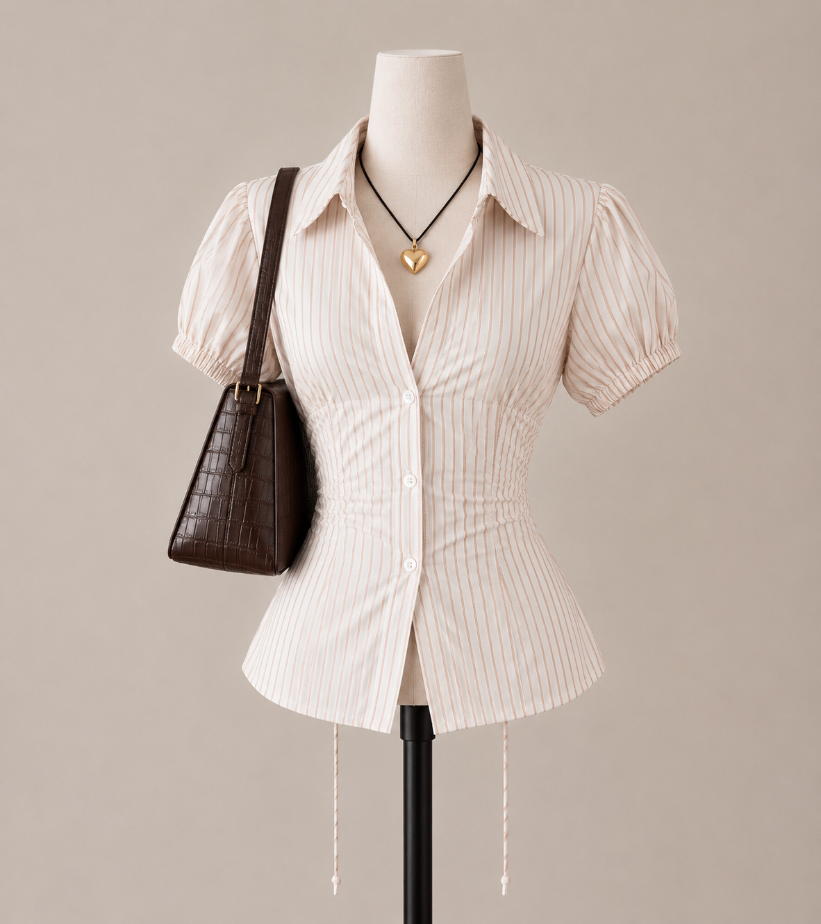 Stripped PeachFitted Shirt