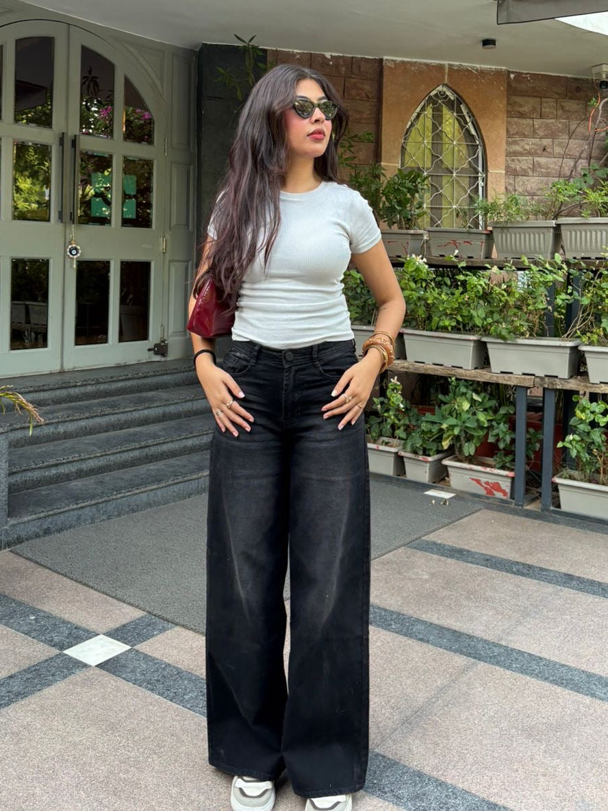 Charcoal Wide Leg Denim