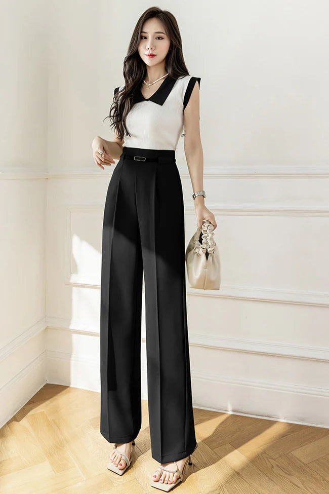 Belted Straight Korean Trouser