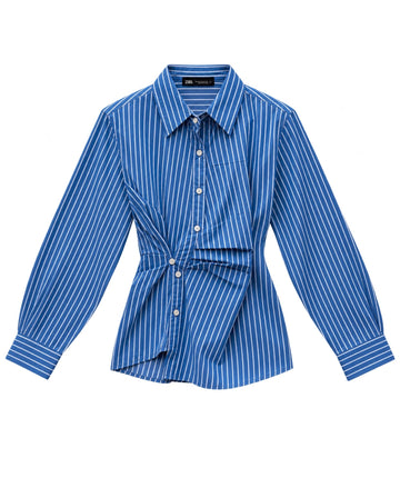 Gathered Pinstripe Shirt