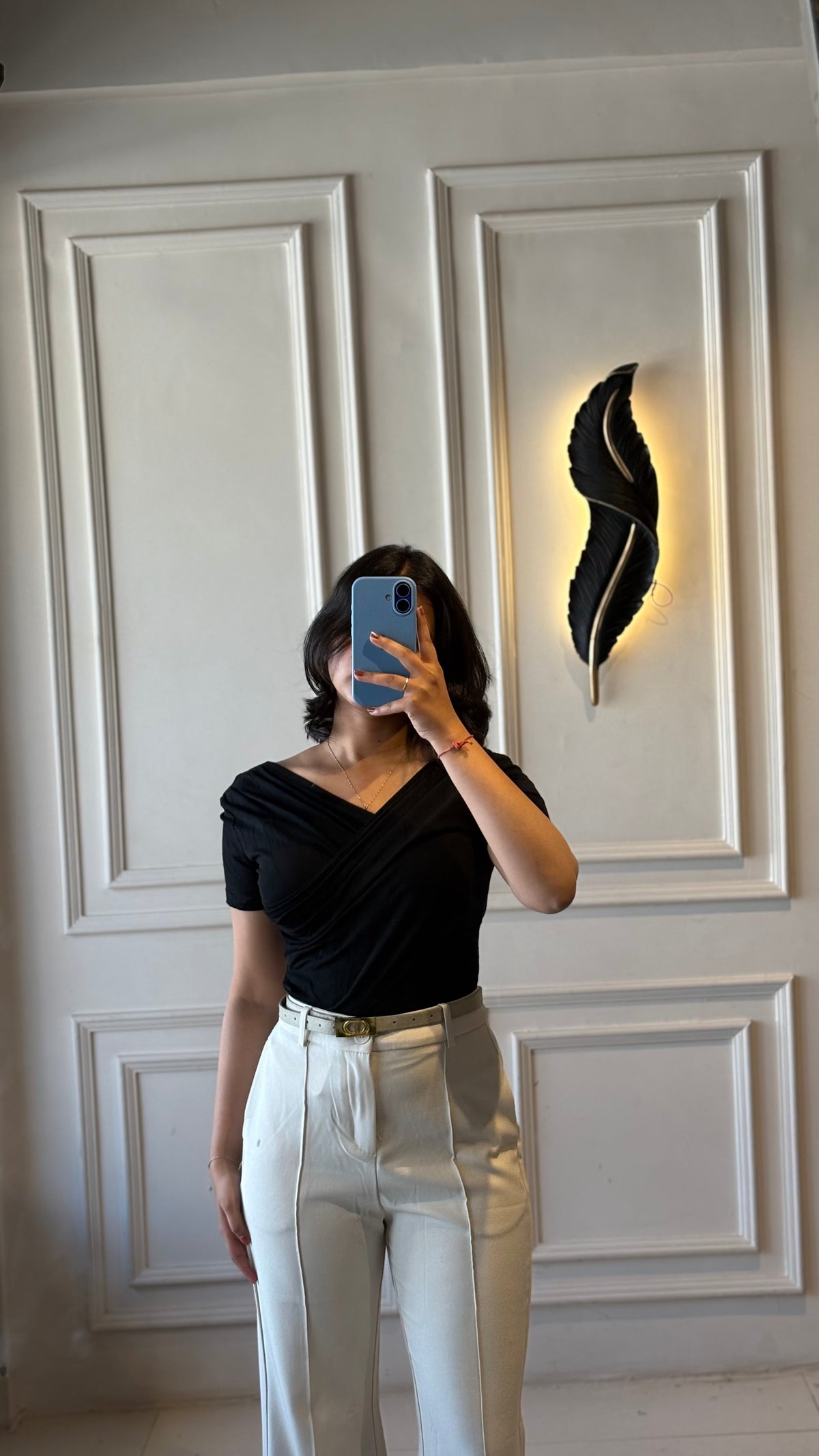 V-Neck Gathered Top
