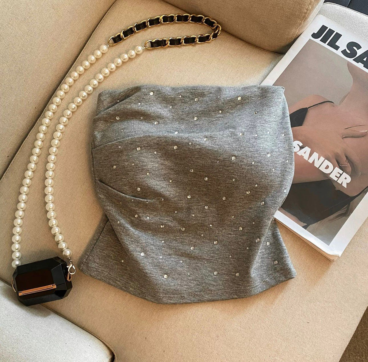 Padded Sequin Tube Top
