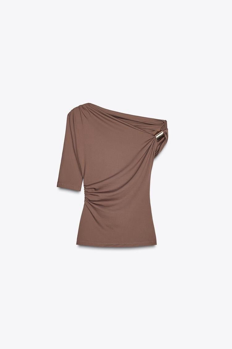 Brooch One Shoulder Top