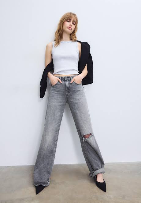 Grey single cut straight fit