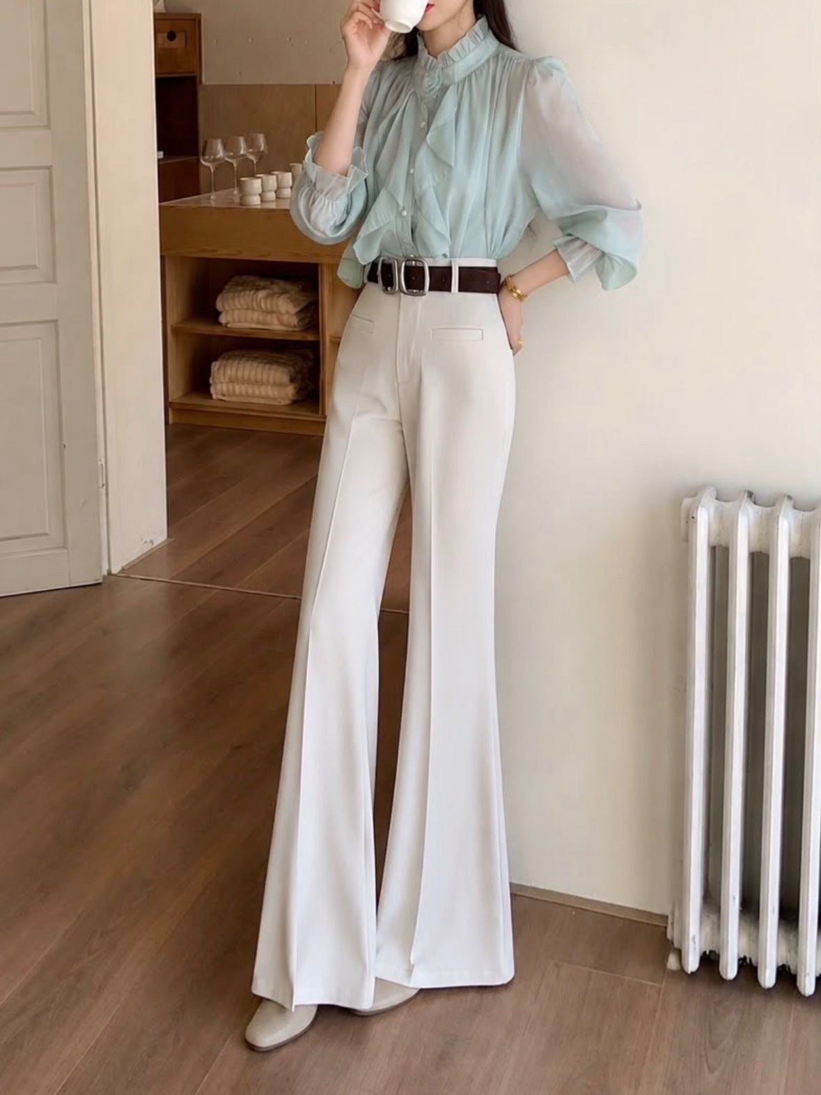 Belted Flared Trouser