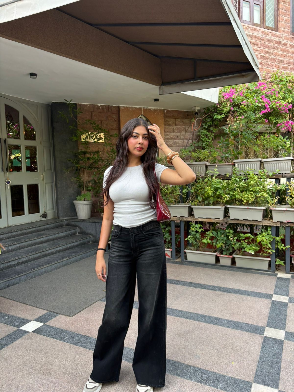 Charcoal Wide Leg Denim