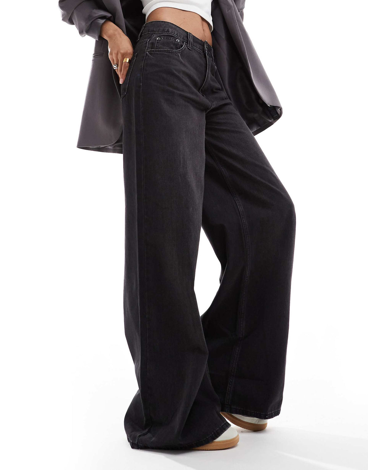 Asos Charcoal baggy Wide Leg denim