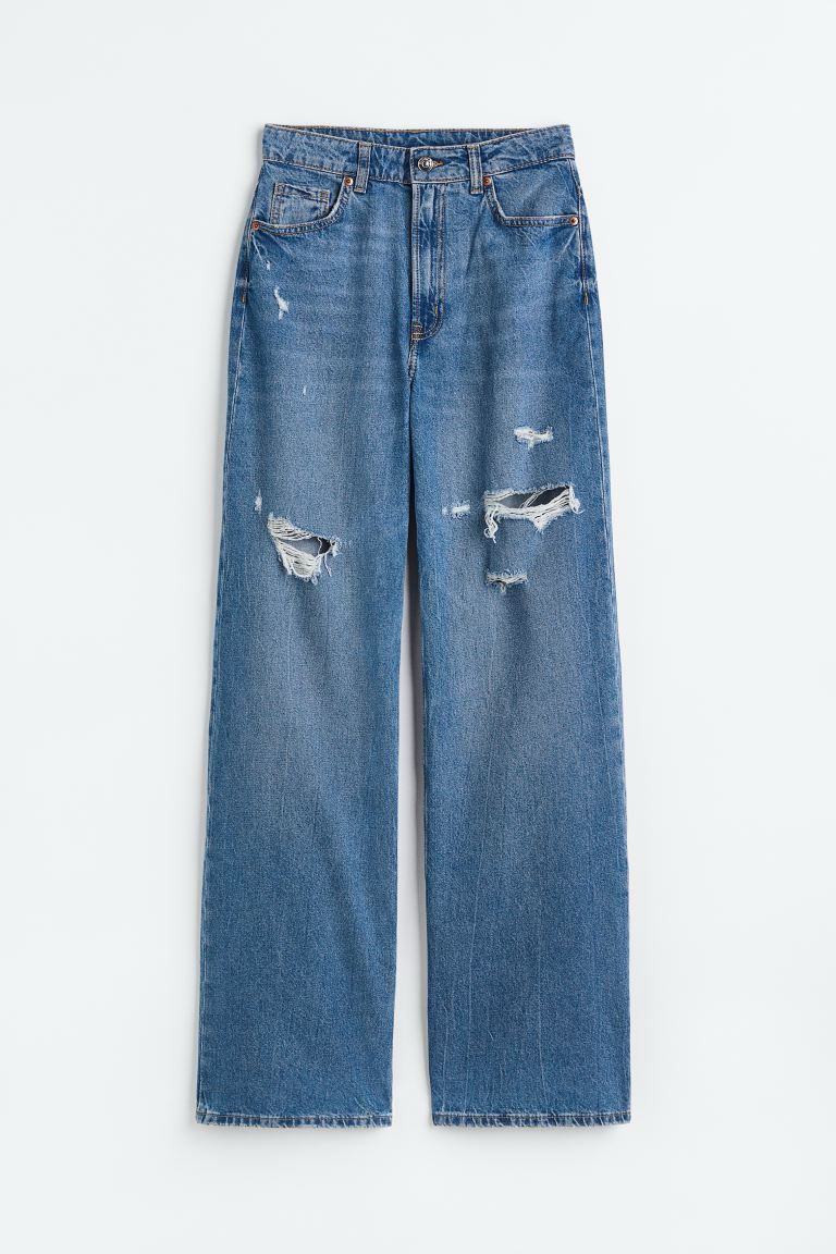 HM wide leg ripped denim