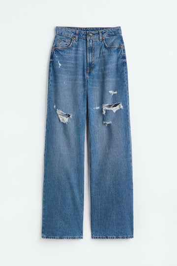 HM wide leg ripped denim