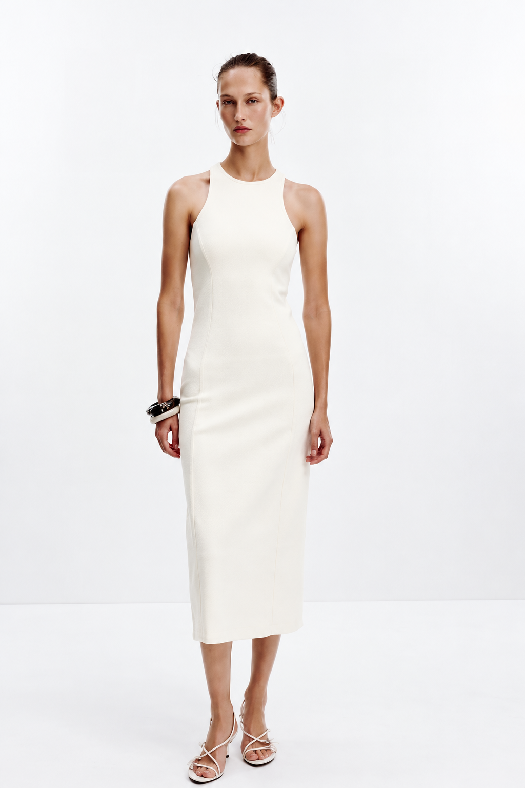 Ivory Sculpted Midi Dress