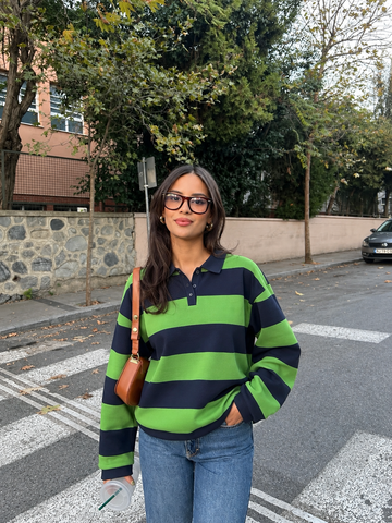 Green&blue stripe unisex sweatshirt