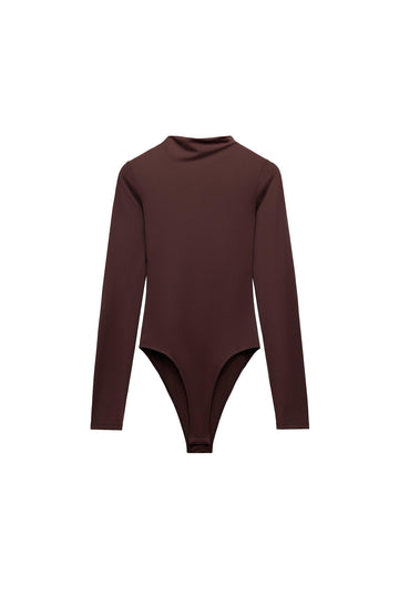 Brown High Neck Bodysuit