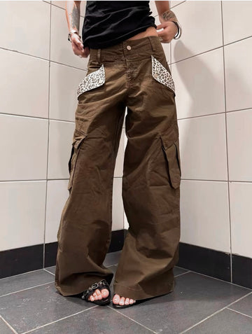 Leopard Pocket Wide Leg Pants
