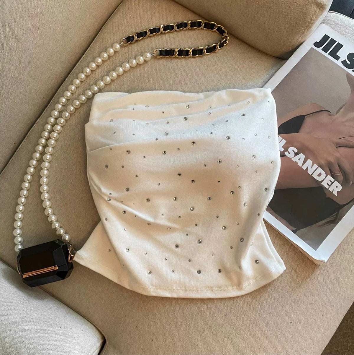 Padded Sequin Tube Top