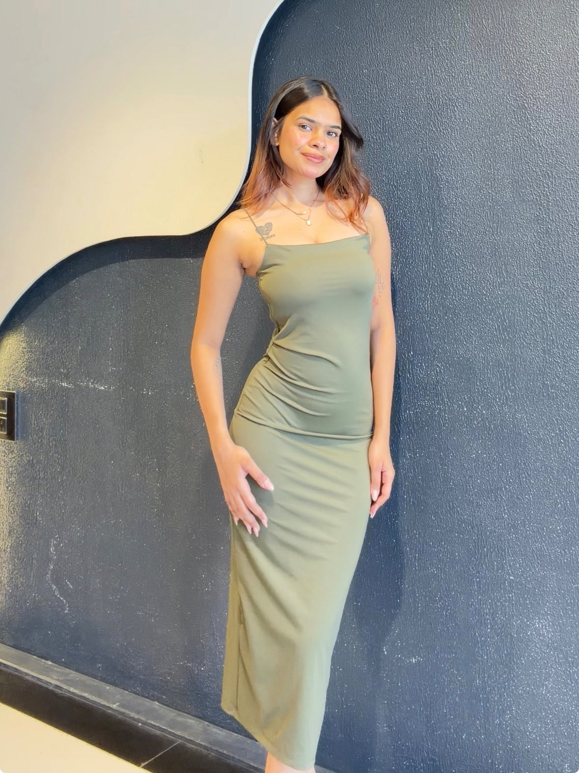 Olive Sculpt Dress