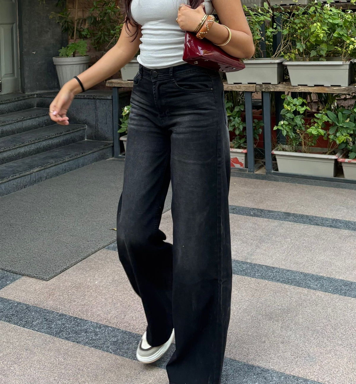 Charcoal Wide Leg Denim