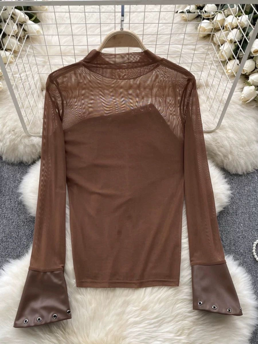 Mesh Leather Top