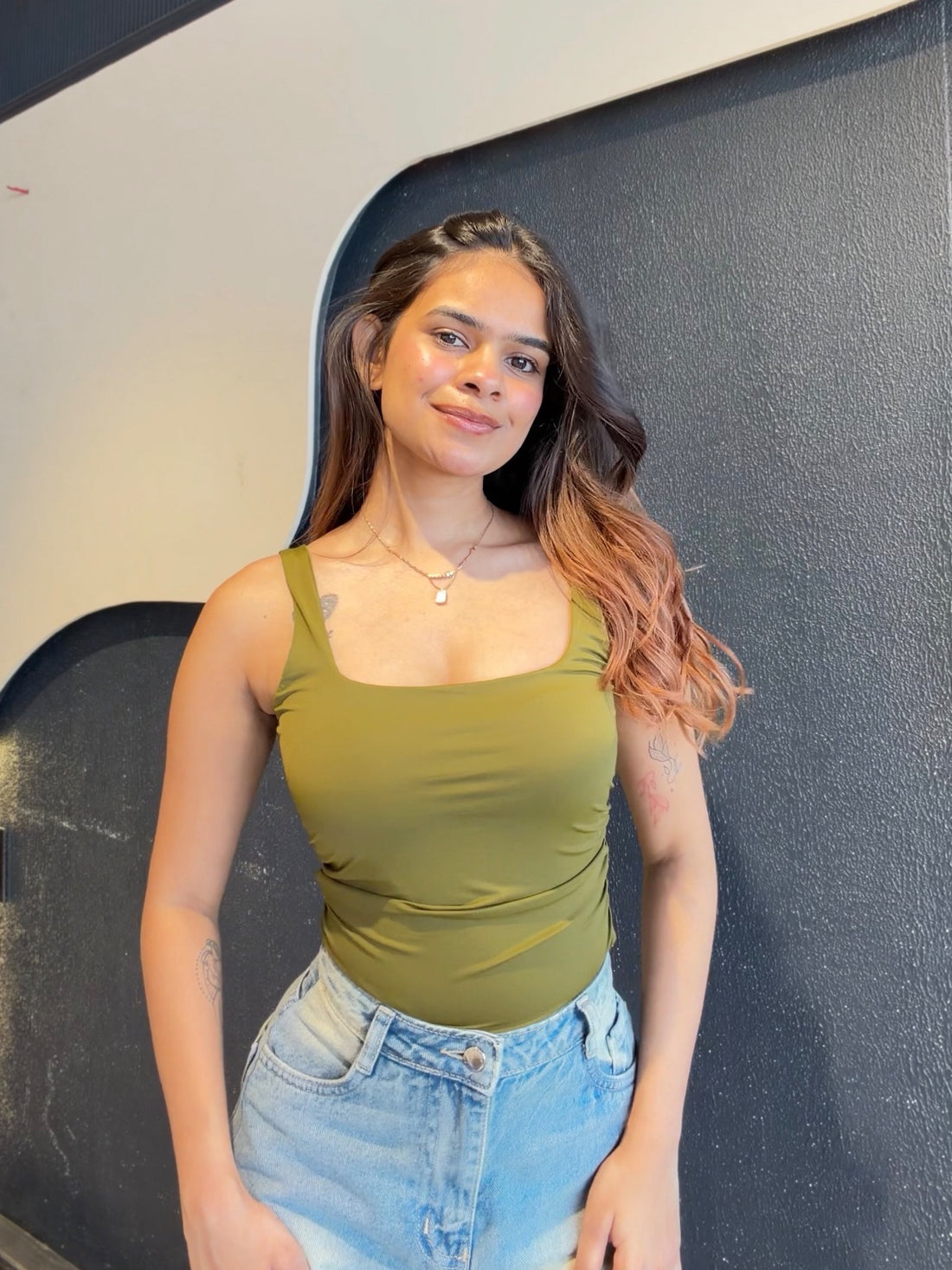 Green Ruched Bodysuit