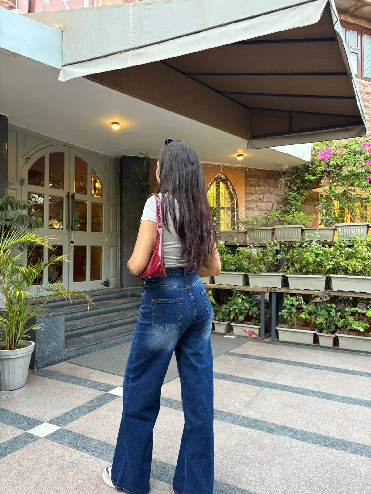 Dark Blue Wide Leg Denim
