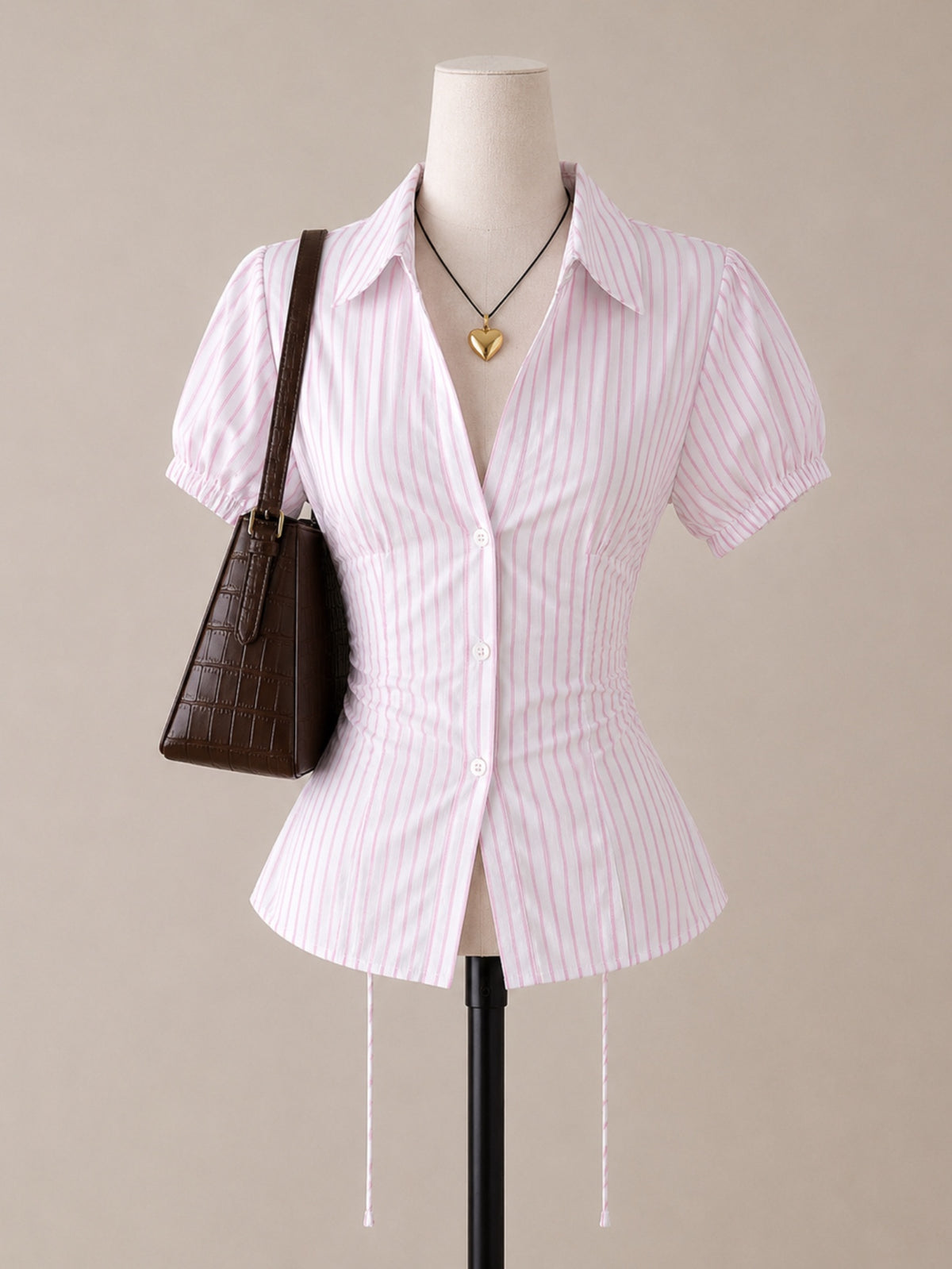 Pink Stripped Fitted Shirt