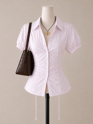Pink Stripped Fitted Shirt