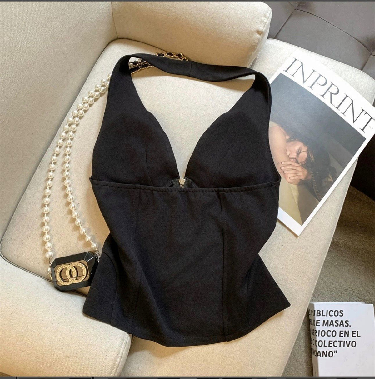 Corset Zip Halter Top