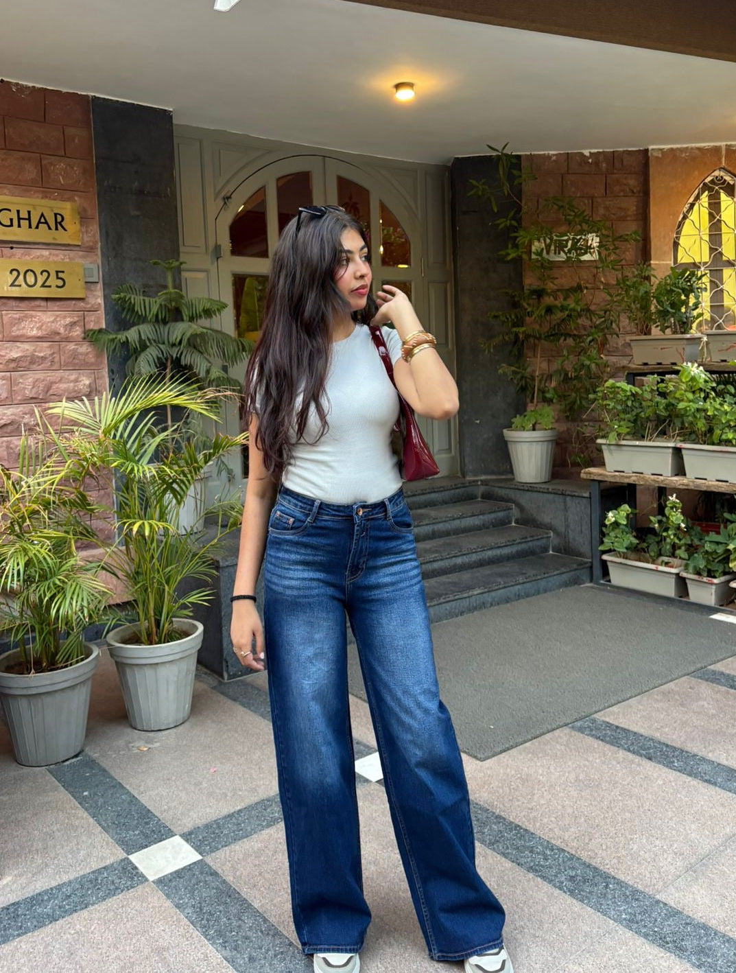 Dark Blue Wide Leg Denim