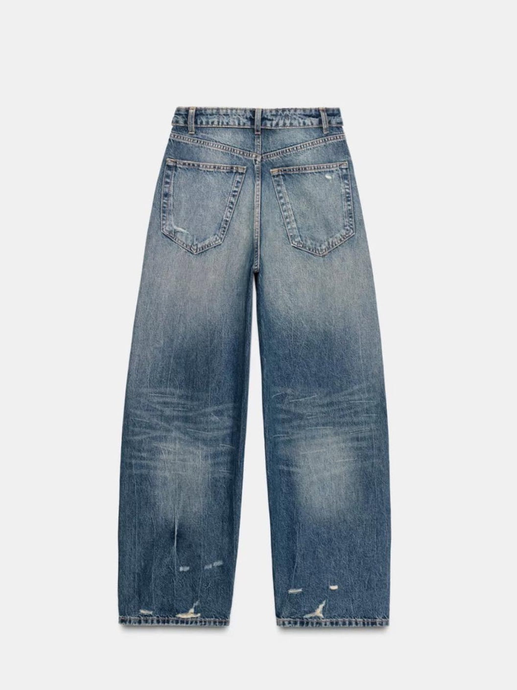 Folded Waist Ripped Denim